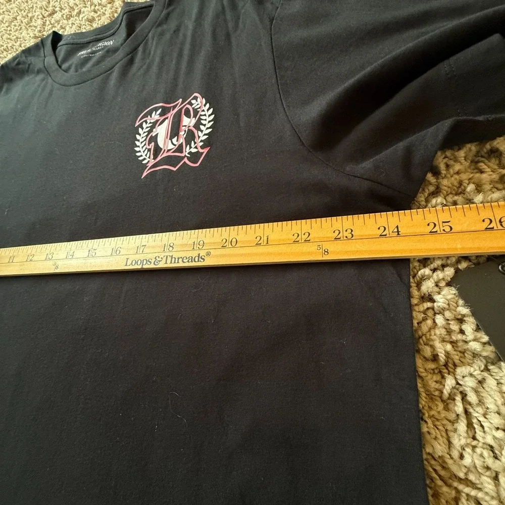Mens True Religion Jet Black Relaxed Multi-Print Tee XL  World Tour Logo Size XL
